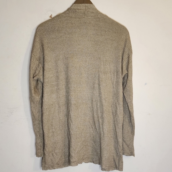 Eileen Fisher 100% Organic Linen Ribbed Knit Open Front Cardigan, sz L - Picture 2 of 5
